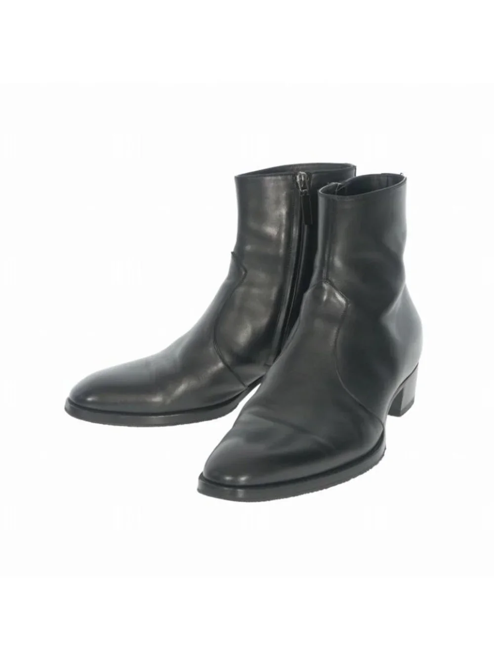 Saint Laurent Paris Wyatt Zipped Boots Leather Side Zip Shoes 41 Black